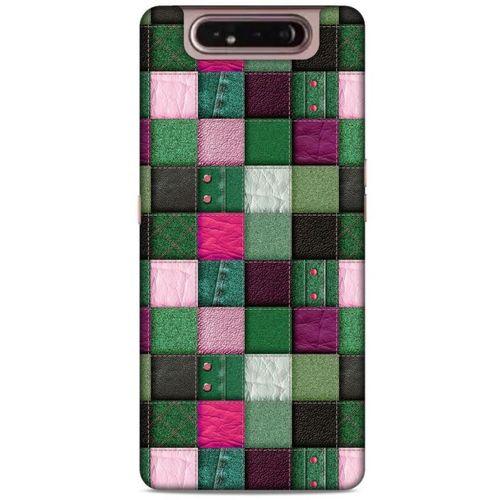 Samsung Galaxy A80 Kılıf Patchwork (34) Slim Armor Kılıf Yeşil Fuşya