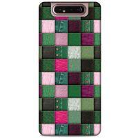 Samsung Galaxy A80 Kılıf Patchwork (34) Slim Armor Kılıf Yeşil Fuşya