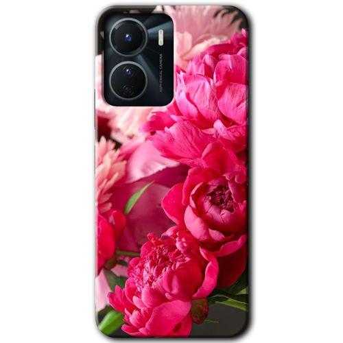 Vivo Y16 Kılıf HD Desen Baskılı Arka Kapak - Kırmızı Beyaz Gül