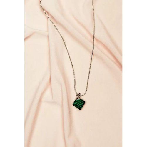 Malakit Doğal Taşı Zincirli El Yapımı Kolye Uç: 1,5 cm Zincir: 20 cm Kutulu