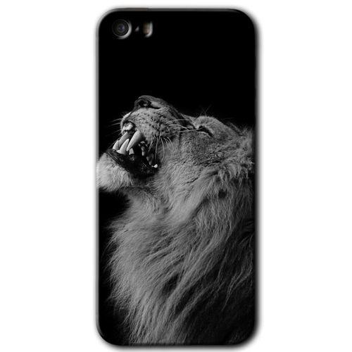 MRCİLETİSİM iPhone 5s Kılıf HD Desen Baskılı Arka Kapak + Temperli Cam - Lion