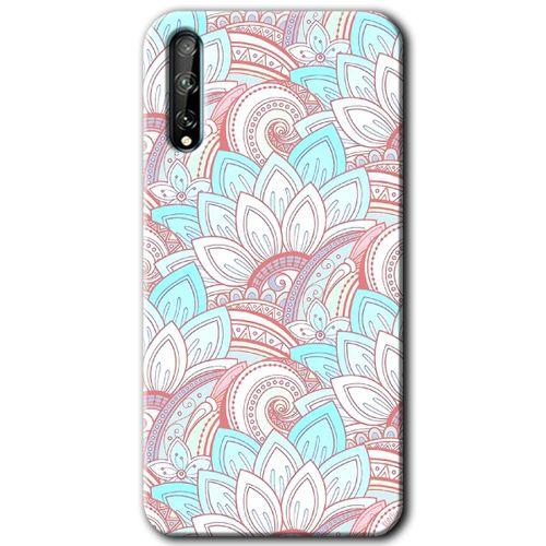 Huawei Y8P Kılıf Baskılı Kapak - Buzul Mermer + 5D Tam Kaplayan Cam