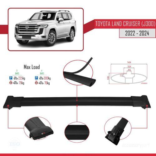 Toyota Land Cruiser (J300) 2022 ve Sonrası ile Uyumlu FLY Model Ara Atkı Tavan Barı SİYAH 3 ADET BAR