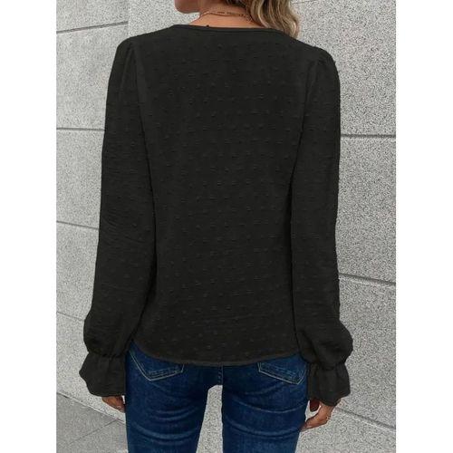 Kadın Uzun Kollu V Yakalı önden Düğmeli Bluz