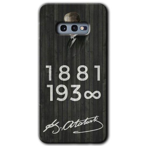Galaxy S10e Kılıf HD Desen Baskılı Arka Kapak - Atatürk Ahşap İmza + Kırılmaz Cam
