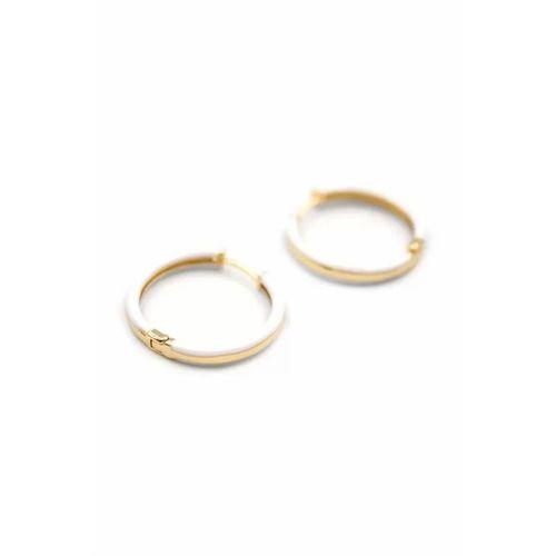 Mineli Halka Küpe - Beyaz