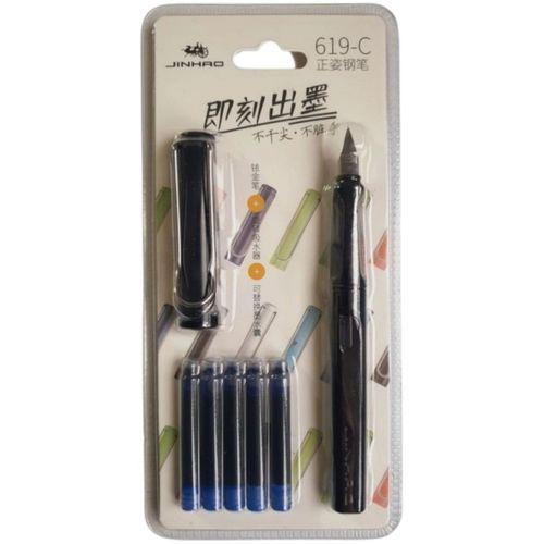 JINHAO MAVİ MÜREKKEP KARTUŞLU DOLMA KALEM + 5 ADET YEDEK KARTUŞ (SİYAH )