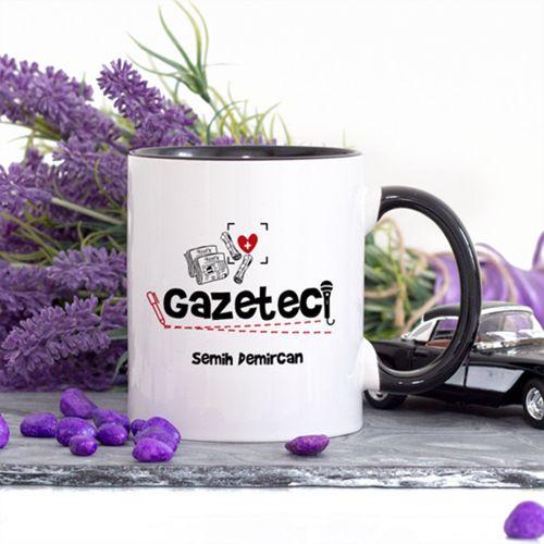 Kişiye Özel Lacivert Renkli Gazeteci Kupa Bardak