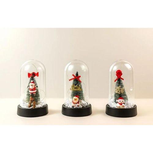 Yılbaşı Temalı Işıklı  Dekoratif Cam Fanus Alk5076