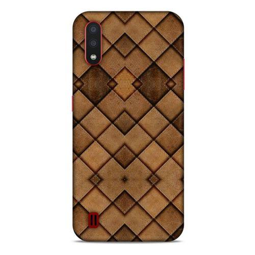 Samsung Galaxy A01 Kılıf Patchwork (26) Tpu Silikon Kılıf Açık Kahverengi