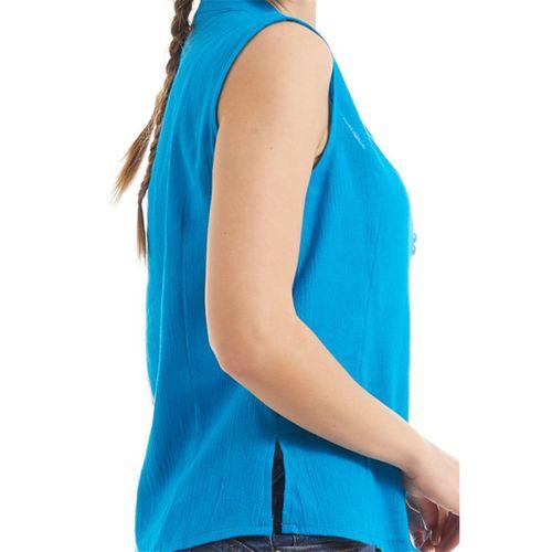 Şile Bezi Turkuaz Düğmeli Bluz