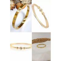 2'Lİ Set - Alaşım kartier Taşlı Bileklik Gold, Altın Renk Büyük Taşlı Bileklik SNJ-SET1004