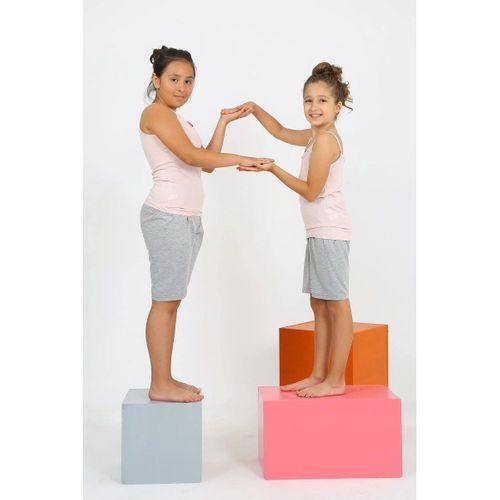 Kız Çocuk İp Askılı Şortlu Penye Pembe Pijama Takım