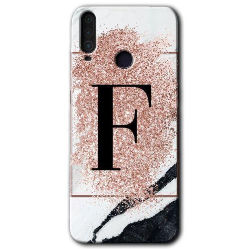 General Mobile GM 10 HD Baskılı Kılıf + 9D Tam Ekran Koruyucu - Pembe Mermer Desenli F Harfi