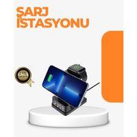 4’ü 1 Arada Kablosuz Şarj İstasyonu – Led Saat Ekranlı, Apple Uyumlu, Akıllı Güvenlik Koruması