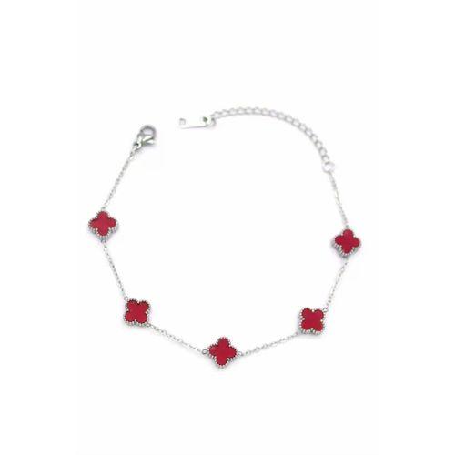 Gümüş VC Yonca Bileklik - Bordo