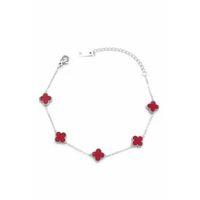 Gümüş VC Yonca Bileklik - Bordo