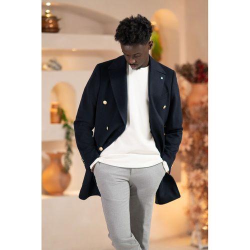 Paul Martin İtalyan Yaka Yünlü Kruvaze Kaşe Kaban