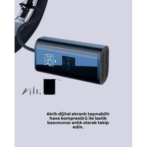 80w Kablosuz Dijital Ekranlı Taşınabilir Lastik Şişirme Pompası