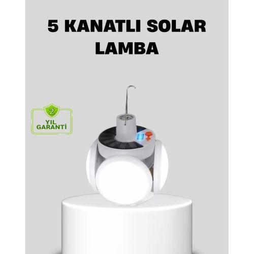 Solar Güneş Enerjili Ve Usb Şarjlı 5 Kanatlı Led Kamp Lambası