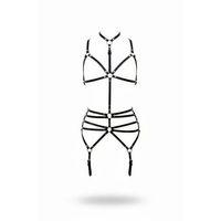 Siyah Body Harness Tam Vücut Boyunluklu Metal Halka Detaylı - Brf262