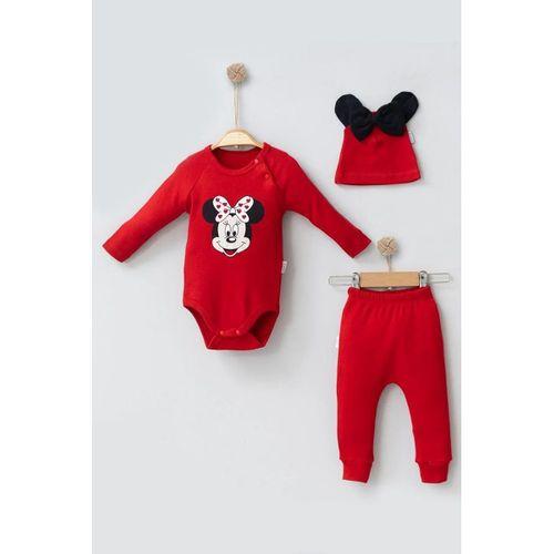 Mickey Desenli Şapkalı 3'lü Erkek Bebek Takımı