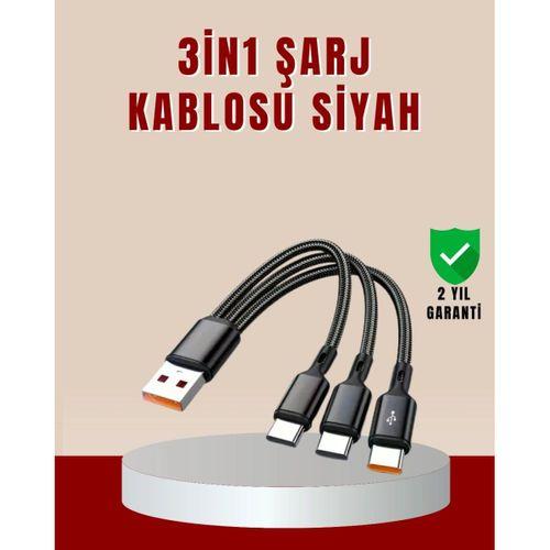 3’ü 1 Arada Hızlı Şarj Kablosu – İos Android Type-c Uyumlu
