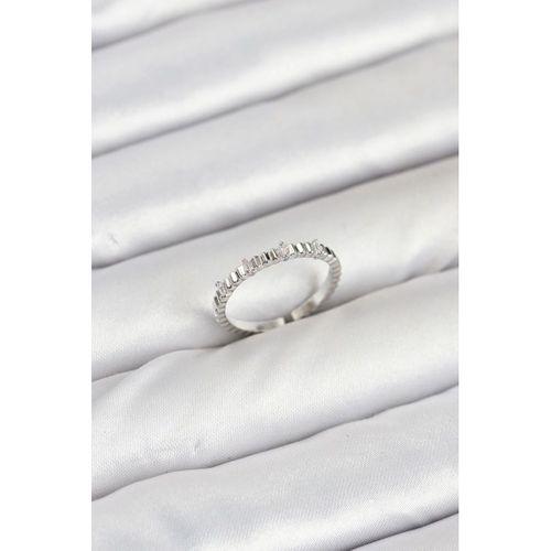 Pirinç Gümüş Renk Lazer Kesim Kadın Yüzük