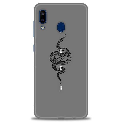 Samsung Galaxy A30 Kılıf HD Baskılı Kılıf - Siyah Yılan + Tam Ekran Koruyucu