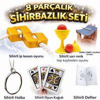 8’li Sihirbazlık Seti (Kibrit, Defter, Halka, Kupa, İp, 3’lü Kart)