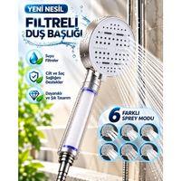 6 Modlu Filtreli Duş Başlığı Büyük Panel Su Tasarruflu Çok Fonksiyonlu Beyaz Duş Başlığı