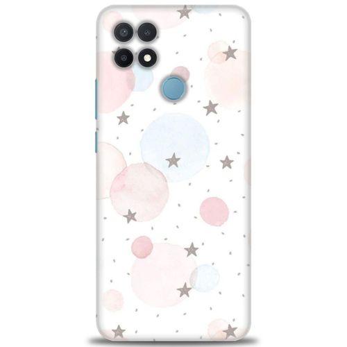 Oppo A15 Kılıf HD Baskılı Kılıf - Yıldız Puantiye + Tam Ekran Koruyucu