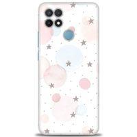 Oppo A15 Kılıf HD Baskılı Kılıf - Yıldız Puantiye + Tam Ekran Koruyucu