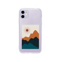 iPhone 11 Mountain & Sun Desenli Premium Şeffaf Silikon Kılıf
