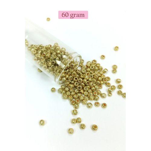 Dökme Cam Kum Boncuk Büyük Boy (6/0) 4 mm - 60 Gram - Altın - BNC129