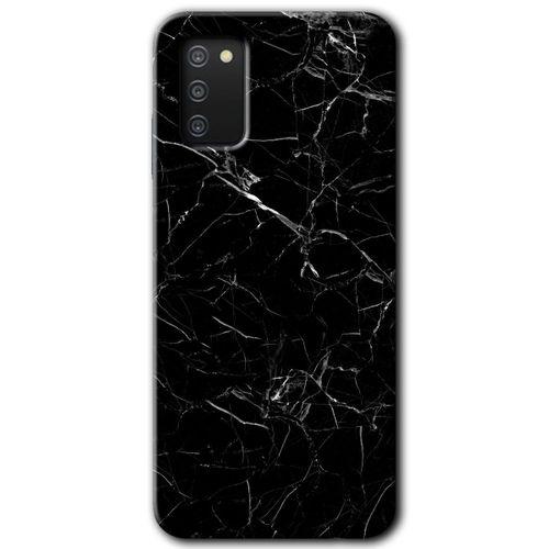 Potkal Hediye Fabrikası Samsung Galaxy A03s Kılıf HD Desen Baskılı Arka Kapak - Siyah Mermer