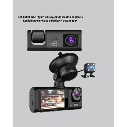 Full Hd Üç Kameralı Araç Kamerası 170° Geniş Açılı Ve Park Destekli