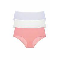 3 Adet Kadın Yüksek Bel Bato Külot Beyaz Krem Pudra