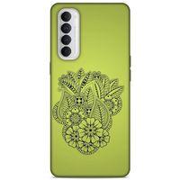 Lopard Oppo Reno 4 Pro Uyumlu Kılıf Tattoo's (40) Fit Silikon Kılıf Çiçek Dövmesi