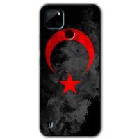 Realme C21 Kılıf Baskılı Arka Kapak - Black Ayyıldız +Tam Ekran Koruyucu