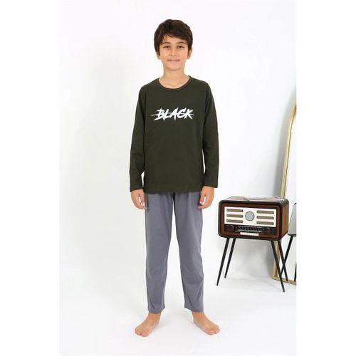 Erkek Çocuk Uzun Kol Penye Pijama Takım Haki