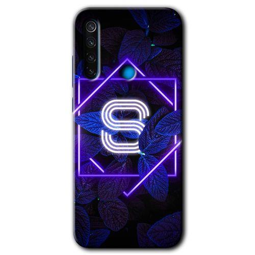 BeRa Aksesuar Xiaomi Redmi Note 8 Kılıf Baskılı Kapak - Dark Neon Yaprak Ş Harfi +Tam Kaplayan Mat Seramik