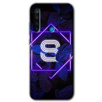 BeRa Aksesuar Xiaomi Redmi Note 8 Kılıf Baskılı Kapak - Dark Neon Yaprak Ş Harfi +Tam Kaplayan Mat Seramik