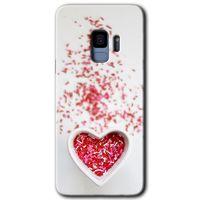 MRCİLETİSİM MRCİLETİSİM Samsung Galaxy S9 Kılıf HD Desen Baskılı Arka Kapak + Temperli Cam - Kalpli Şekerleme