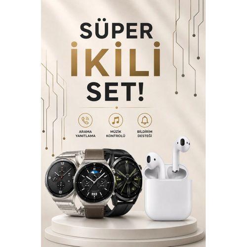 Akıllı Saat Ve Kulaklık Seti Dokunmatik Ekran 5 0 Bluetooth Bağlantılı Sesli Görüşme