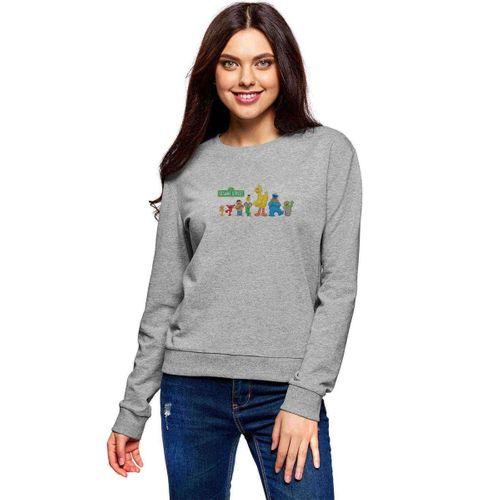 Sesame Street Baskılı Gri Kadın Sweatshirt
