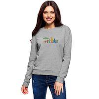 Sesame Street Baskılı Gri Kadın Sweatshirt