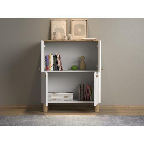 Nora Bohem Konsol Ayakkabılık Çok Amaçlı Dolap Mutfak Dolabı 90 Cm 4 Kapaklı  Atlantik Çam / Beyaz