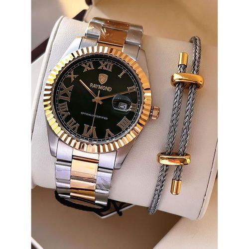Raymond Nişan Ve Damatlara Özel Çelik Kordon 2 Yıl Garantili 5 Atm Erkek Kol Saati+Bileklik RMD.31