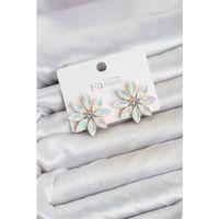 Beyaz Renk Kristal Taşlı Lotus Çiçek Model Kadın Küpe